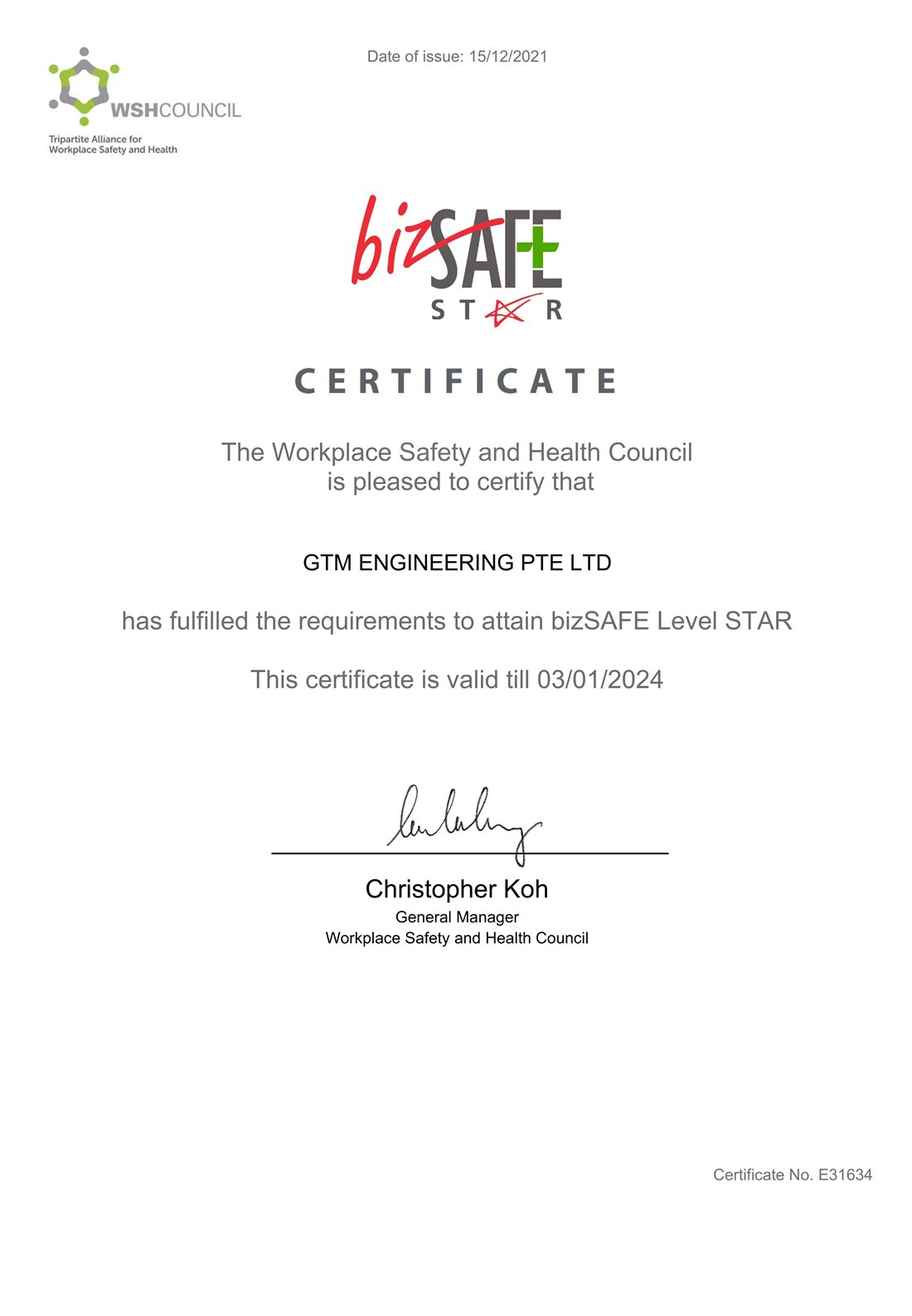 bizSAFE STAR certification